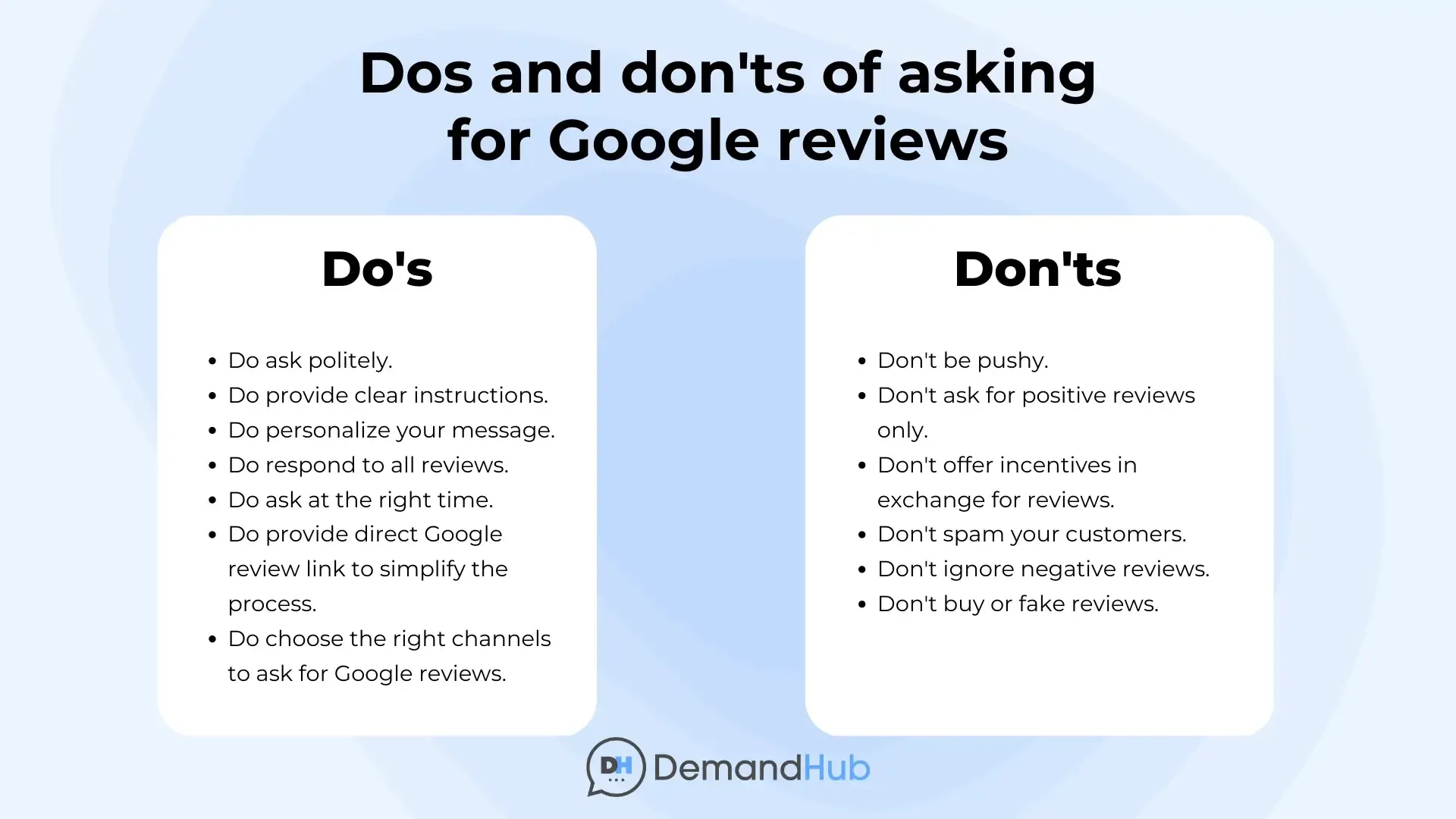 Do's and Don'ts of asking for Google Reviews